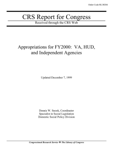 CRS Report for Congress Appropriations for FY2000:  VA, HUD,