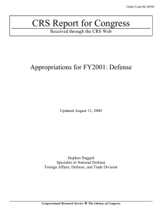 CRS Report for Congress Appropriations for FY2001: Defense