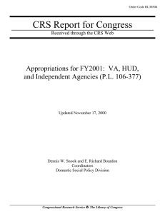 CRS Report for Congress Appropriations for FY2001:  VA, HUD,