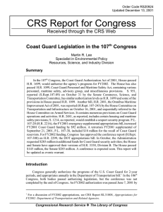 CRS Report for Congress Coast Guard Legislation in the 107 Congress