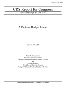 CRS Report for Congress A Defense Budget Primer