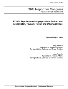 CRS Report for Congress FY2005 Supplemental Appropriations for Iraq and