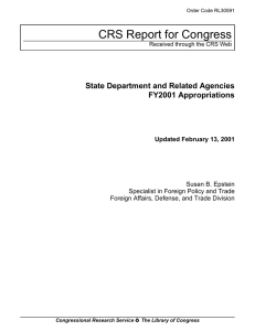CRS Report for Congress State Department and Related Agencies FY2001 Appropriations