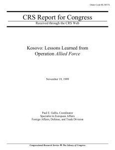 CRS Report for Congress Kosovo: Lessons Learned from Allied Force