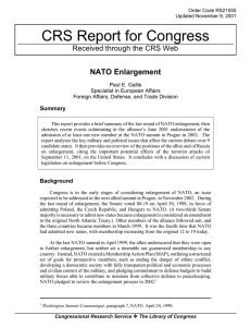 CRS Report for Congress NATO Enlargement Received through the CRS Web Summary