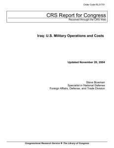 CRS Report for Congress Iraq: U.S. Military Operations and Costs Steve Bowman