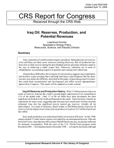 CRS Report for Congress Iraq Oil: Reserves, Production, and Potential Revenues