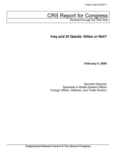 CRS Report for Congress Iraq and Al Qaeda: Allies or Not?