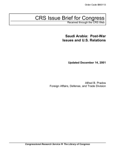 CRS Issue Brief for Congress Saudi Arabia:  Post-War