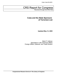 CRS Report for Congress Cuba and the State Sponsors of Terrorism List