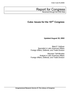 Report for Congress Cuba: Issues for the 107 Congress