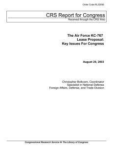 CRS Report for Congress The Air Force KC-767 Lease Proposal: