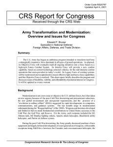 CRS Report for Congress Army Transformation and Modernization: