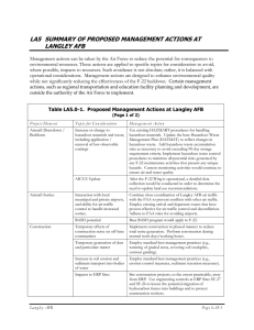 LA5  SUMMARY OF PROPOSED MANAGEMENT ACTIONS AT LANGLEY AFB