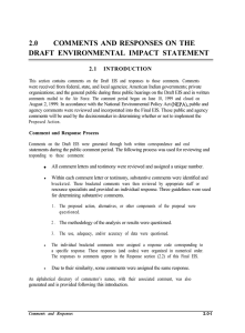 2.0 COMMENTS AND RESPONSES ON THE DRAFT ENVIRONMENTAL IMPACT STATEMENT 2.1 INTRODUCTION