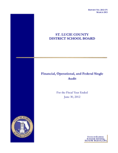 ST. LUCIE COUNTY DISTRICT SCHOOL BOARD Financial, Operational, and Federal Single Audit