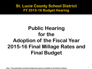 Public Hearing for the Adoption of the Fiscal Year