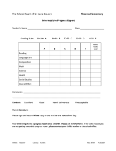    Floresta Elementary  Intermediate Progress Report  
