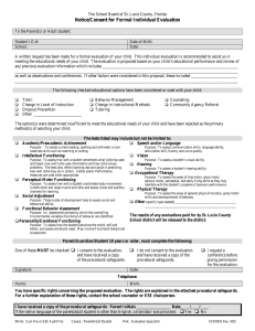 Notice/Consent for Formal Individual Evaluation