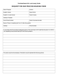 REQUEST FOR DUE PROCESS HEARING FORM