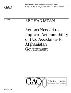 GAO AFGHANISTAN Actions Needed to Improve Accountability