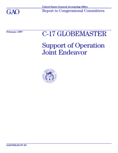 GAO C-17 GLOBEMASTER Support of Operation Joint Endeavor