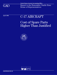 GAO C-17 AIRCRAFT Cost of Spare Parts Higher Than Justified