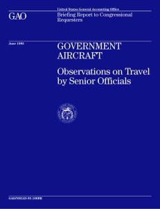 GAO GOVERNMENT AIRCRAFT Observations on Travel