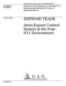 a GAO DEFENSE TRADE Arms Export Control