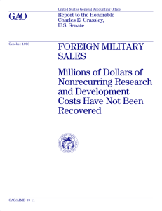GAO FOREIGN MILITARY SALES Millions of Dollars of