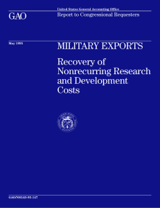 GAO MILITARY EXPORTS Recovery of Nonrecurring Research