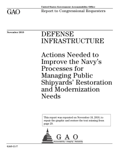 GAO DEFENSE INFRASTRUCTURE Actions Needed to