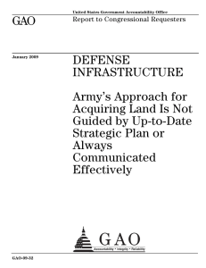 GAO DEFENSE INFRASTRUCTURE Army’s Approach for