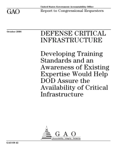 GAO DEFENSE CRITICAL INFRASTRUCTURE Developing Training