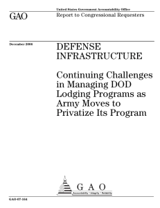 GAO DEFENSE INFRASTRUCTURE Continuing Challenges