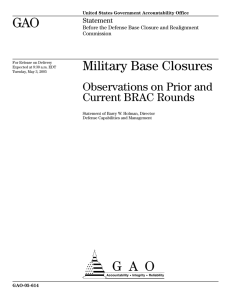 a GAO Military Base Closures Observations on Prior and