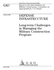 GAO DEFENSE INFRASTRUCTURE Long-term Challenges