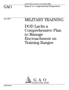 a GAO MILITARY TRAINING DOD Lacks a