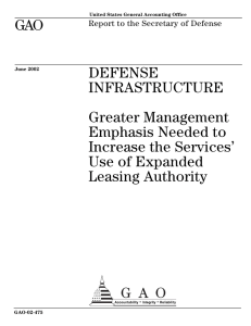 GAO DEFENSE INFRASTRUCTURE Greater Management