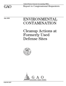 GAO ENVIRONMENTAL CONTAMINATION Cleanup Actions at