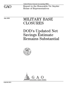 GAO MILITARY BASE CLOSURES DOD's Updated Net