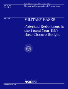 GAO MILITARY BASES Potential Reductions to the Fiscal Year 1997
