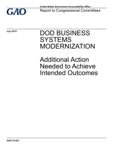 DOD BUSINESS SYSTEMS MODERNIZATION Additional Action