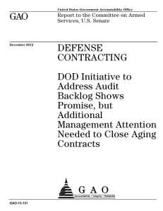 GAO DEFENSE CONTRACTING DOD Initiative to