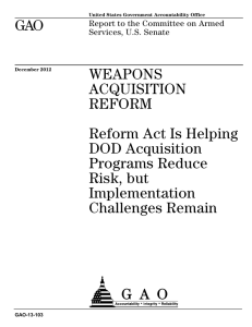 GAO WEAPONS ACQUISITION REFORM