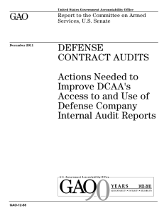 GAO DEFENSE CONTRACT AUDITS Actions Needed to