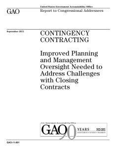 GAO CONTINGENCY CONTRACTING Improved Planning