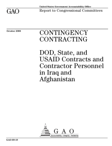 GAO CONTINGENCY CONTRACTING DOD, State, and