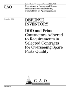 GAO DEFENSE INVENTORY DOD and Prime