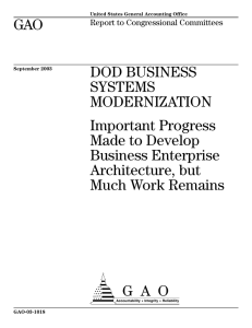 GAO DOD BUSINESS SYSTEMS MODERNIZATION